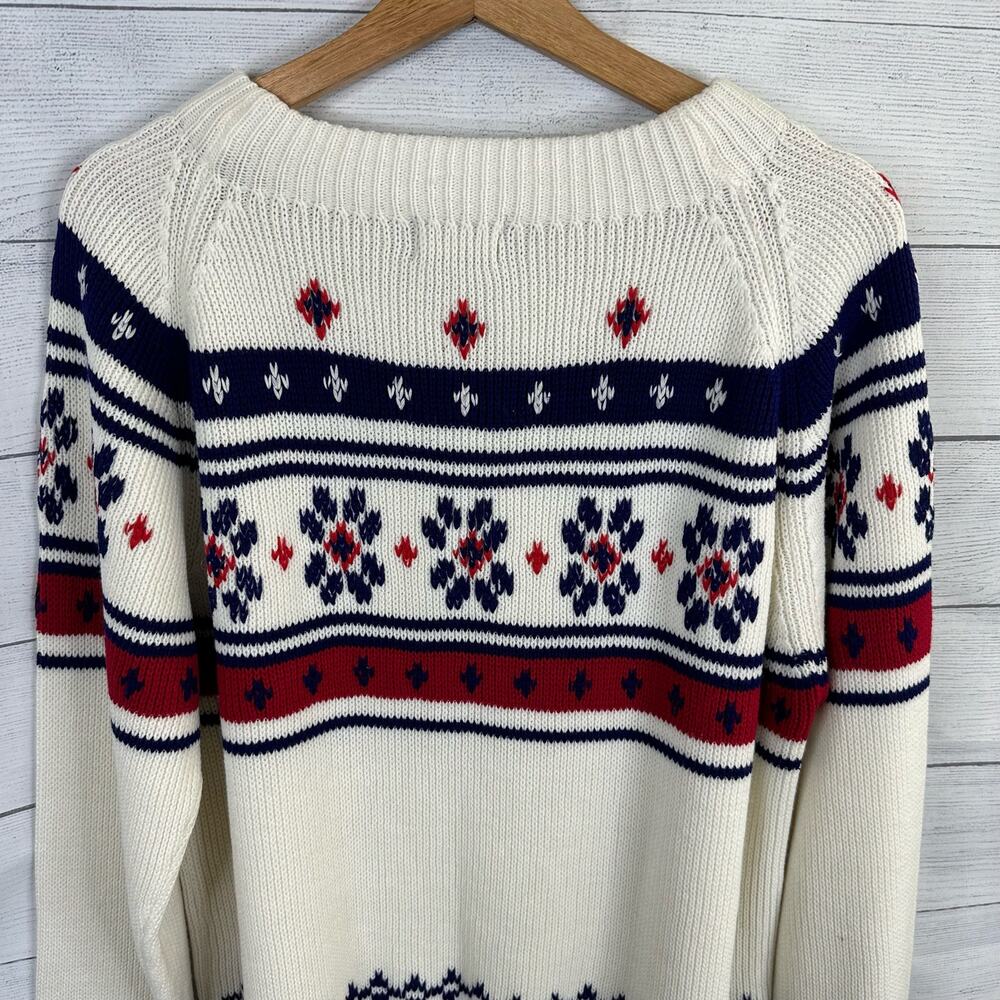 JC Penny Vintage Womens size Large Fair Isle Snowflake Print Knit Sweater - Picture 9 of 9